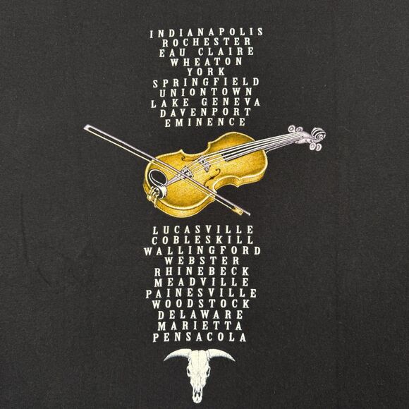 Vintage 90's Charlie Daniels Signed Autograph Cow Skull Fiddle Shirt - Large - Picture 4 of 7